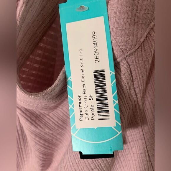 Papermoon NWT purple dale cross back detail knit tank top Size Small - Picture 5 of 5